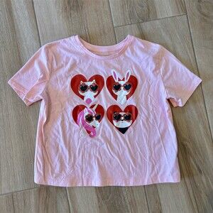 Way to Celebrate Valentine's Day Girls T-Shirt Pink Graphic Hearts Size